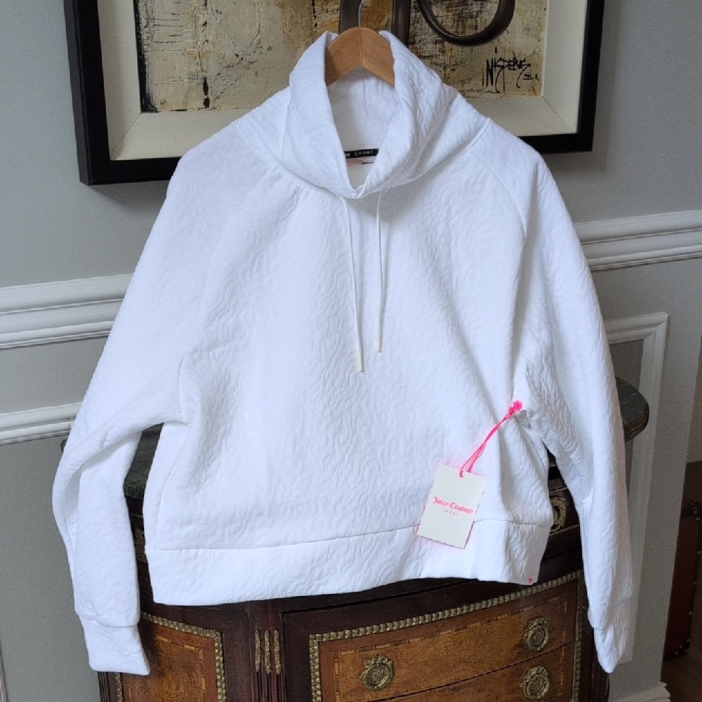 Juicy Couture Sport NWT White Textured High Neck Pullover